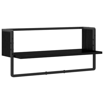 Wall Shelf Wall-Mounted Black oak 65 x 25 x 30 cm metal PB