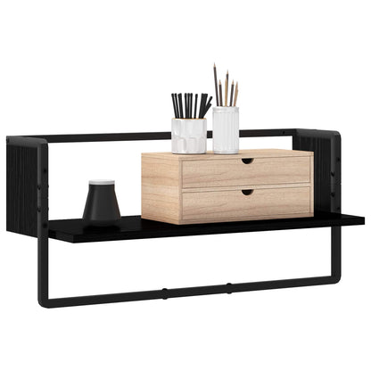 Wall Shelf Wall-Mounted Black oak 65 x 25 x 30 cm metal PB