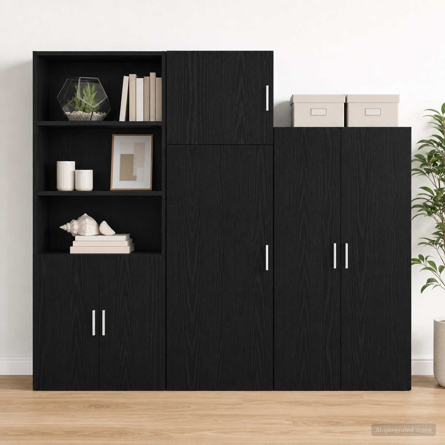 Wall Cabinet Black Oak 45 x 42.5 x 40 cm Engineered Wood