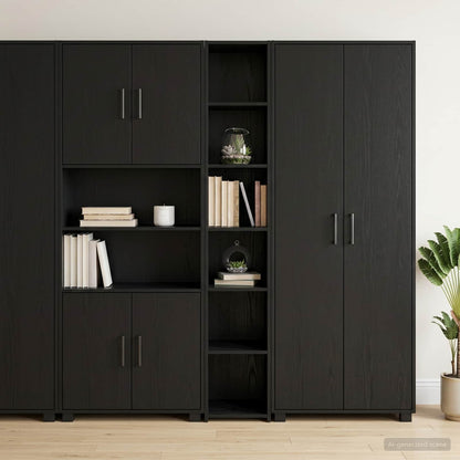 Highboard Black Oak 30 x 41 x 185 cm Engineered Wood