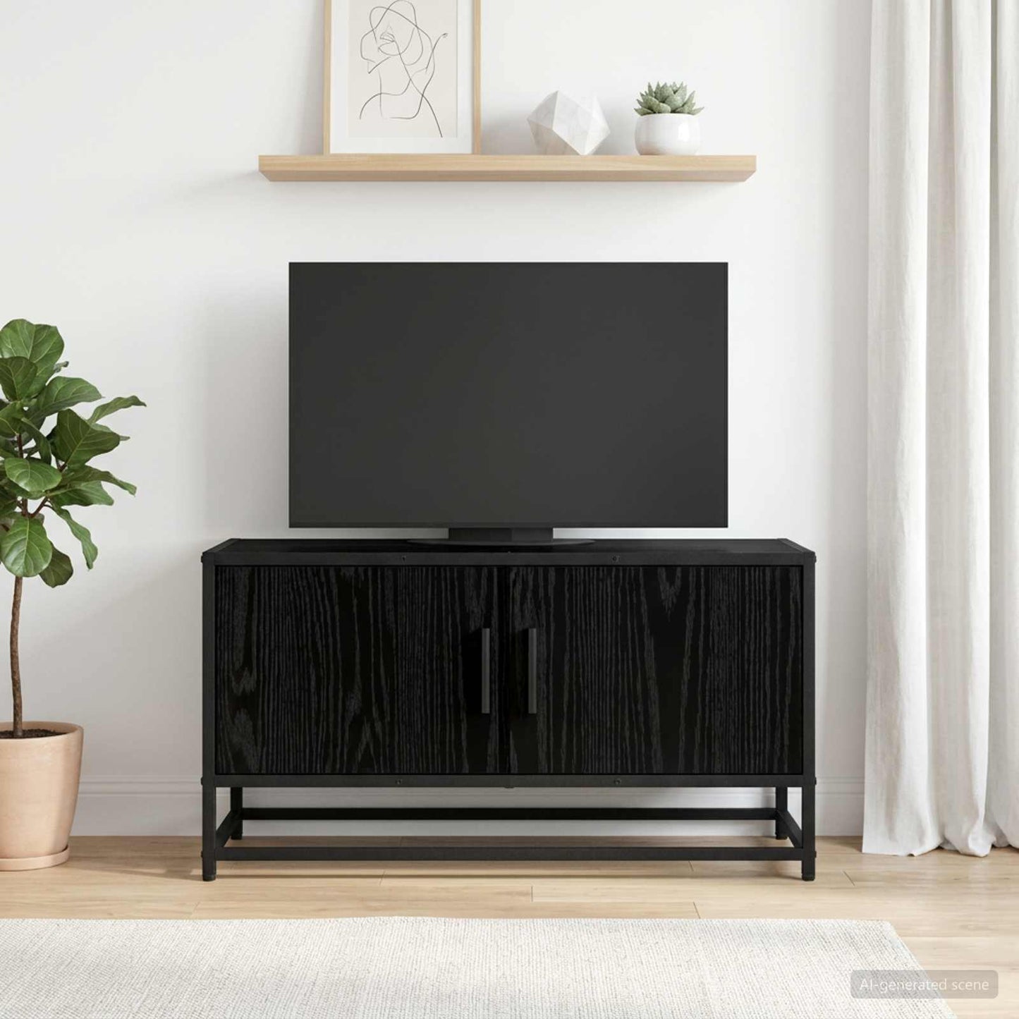 TV Cabinet 80 x 34.5 x 40 cm Black Oak Engineered Wood