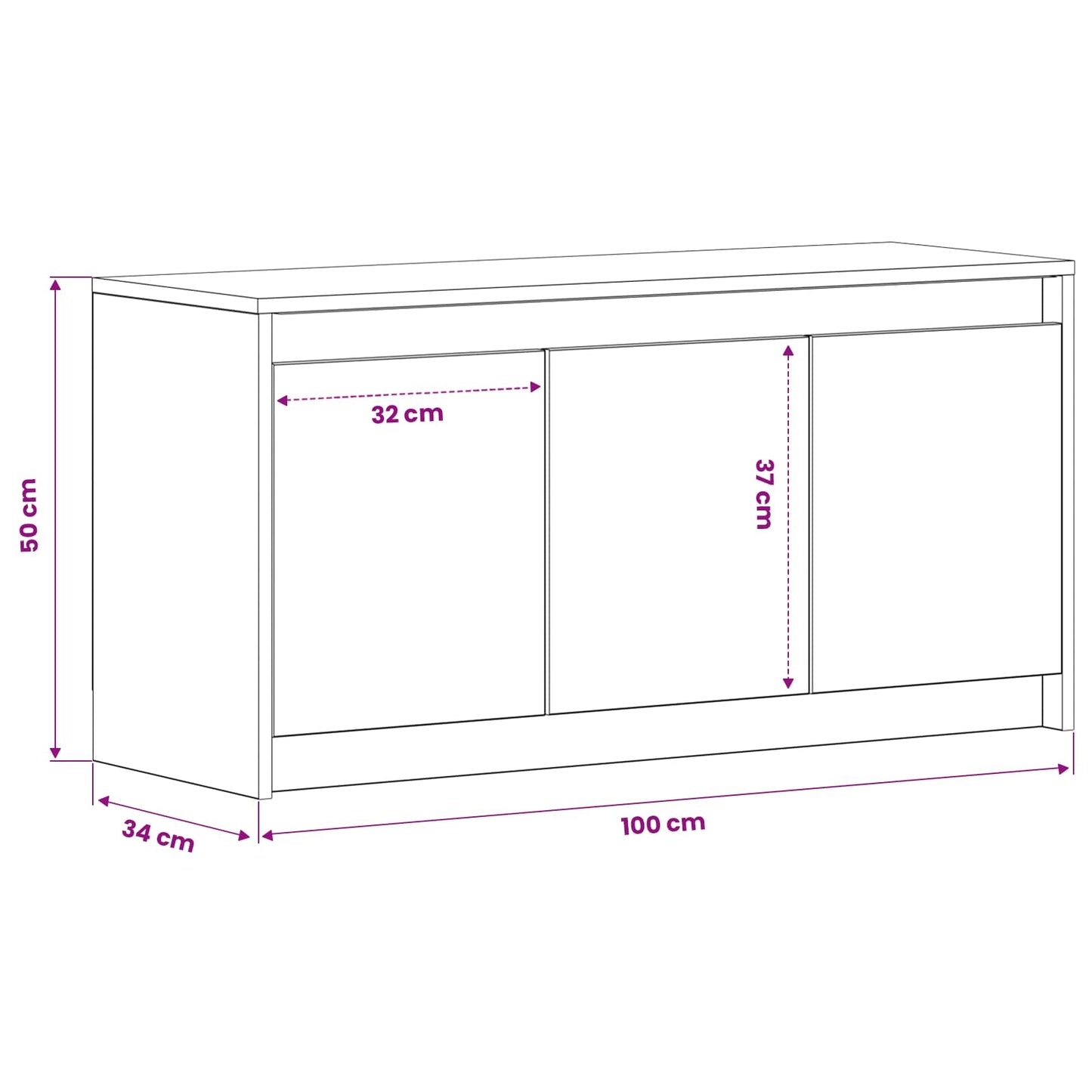 TV Cabinet 100 x 34 x 50 cm Black Oak Engineered Wood