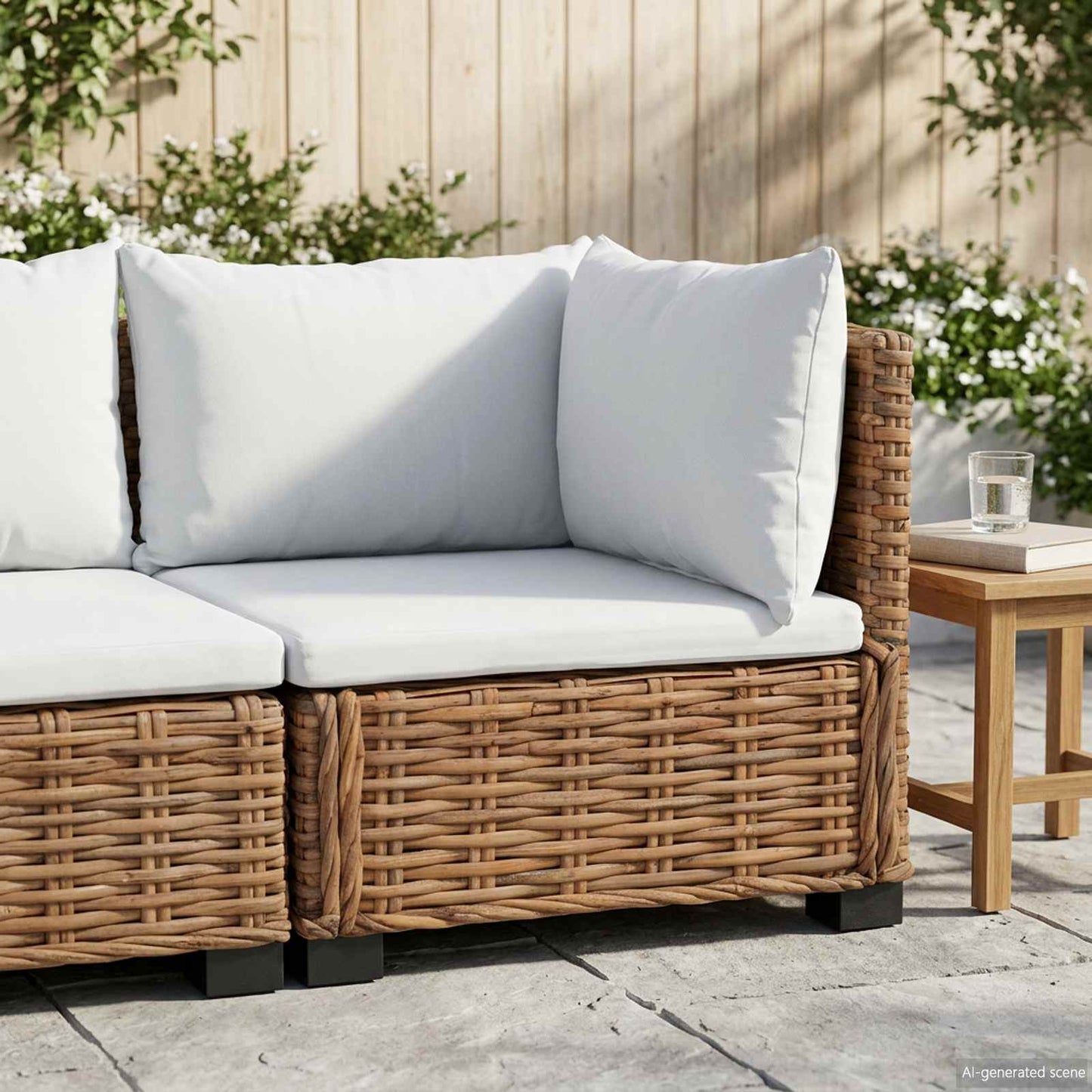 Corner Sofa with Cushions GENDT Natural Rattan Natural