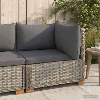 Corner Sofa with Cushions GENDT Natural Rattan Kubu Grey