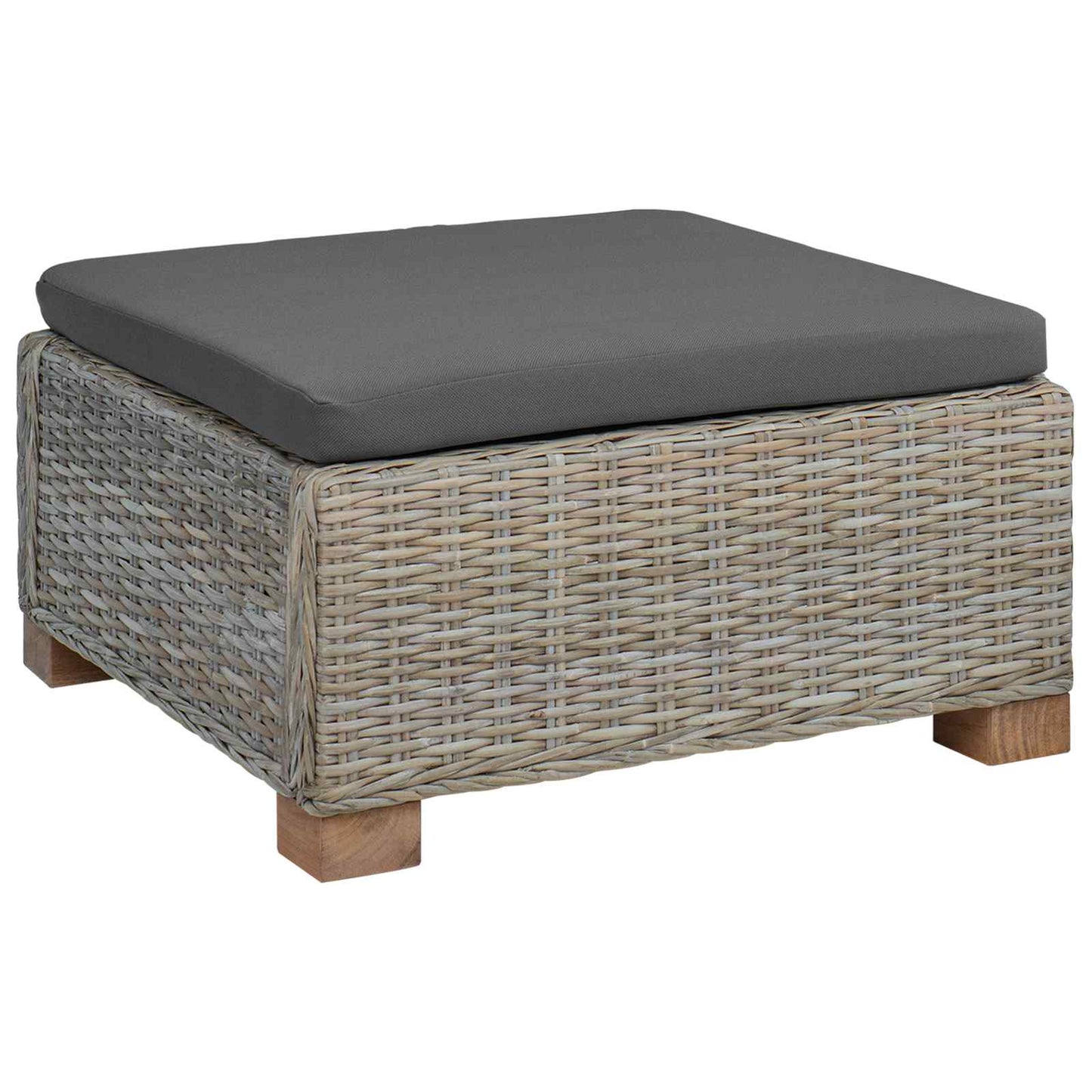 Footrest with Cushion GENDT Natural Rattan Kubu Grey