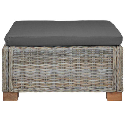 Footrest with Cushion GENDT Natural Rattan Kubu Grey