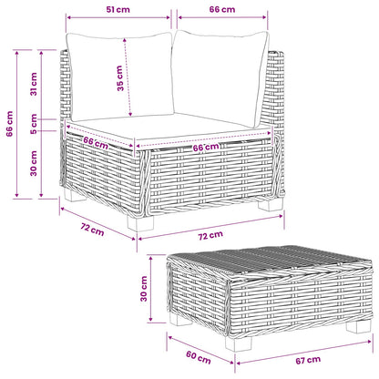 2 pcs Rattan Lounge Set with Cushions GENDT Natural Rattan