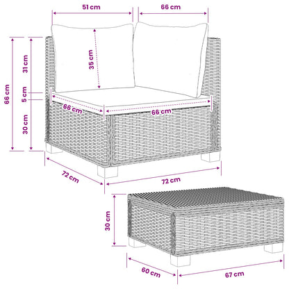 2 pcs Rattan Lounge Set with Cushions GENDT Natural Rattan