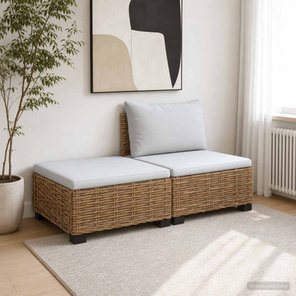 2 pcs Rattan Lounge Set with Cushions GENDT Natural Rattan