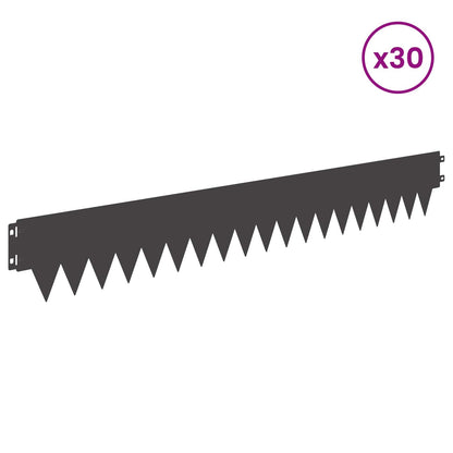Lawn Edging 30 pcs 103 x 15 cm metal Black