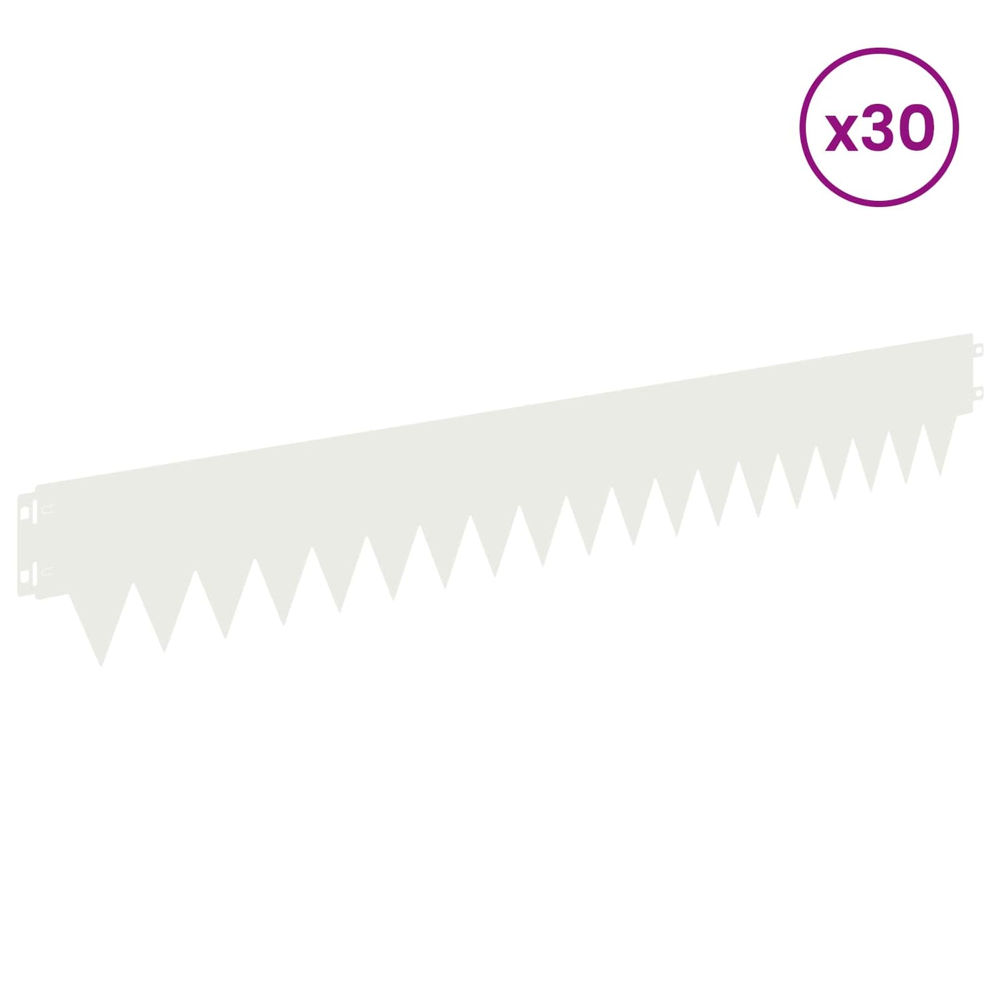 Lawn Edging 30 pcs 103 x 15 cm metal White
