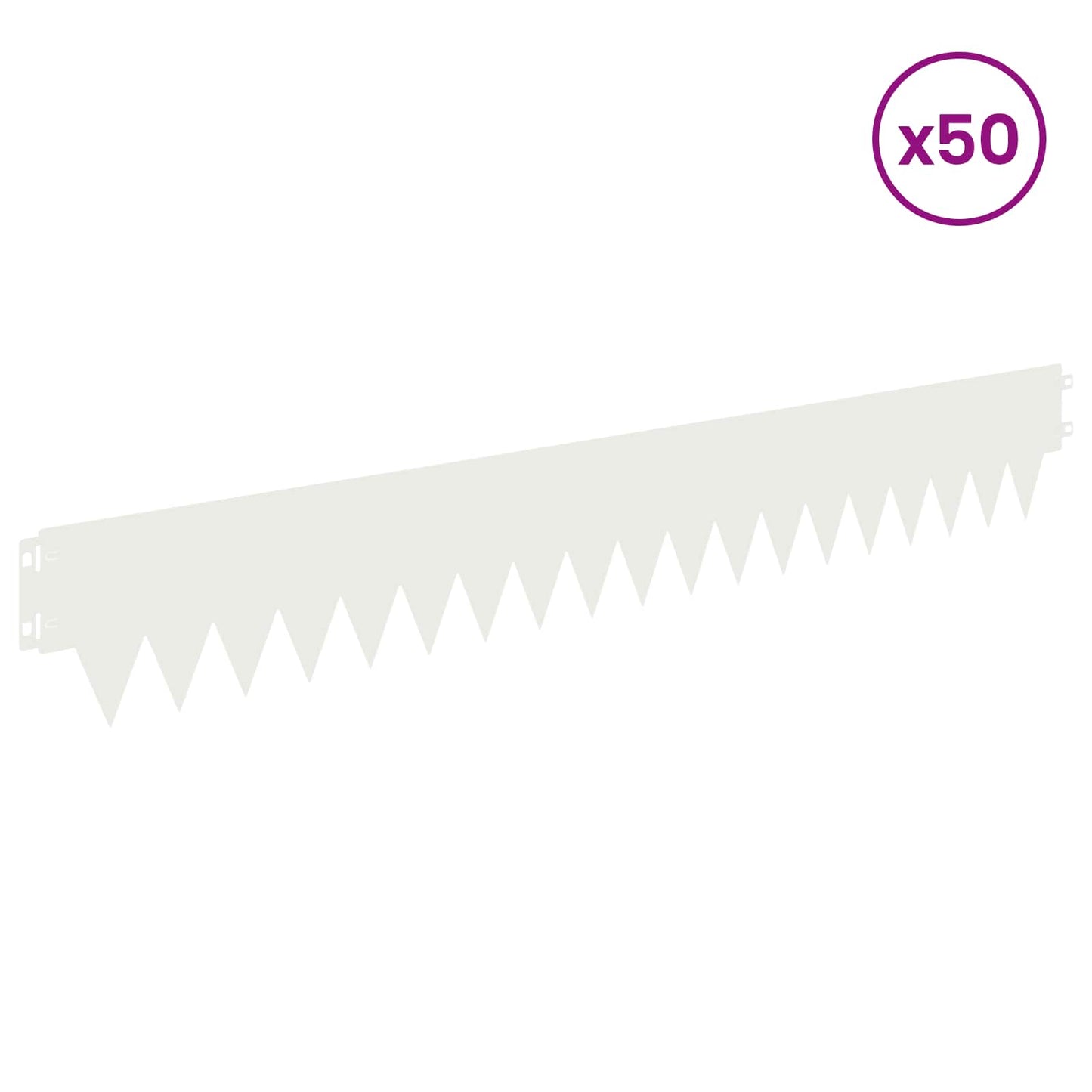 Lawn Edging 50 pcs 103 x 15 cm metal White