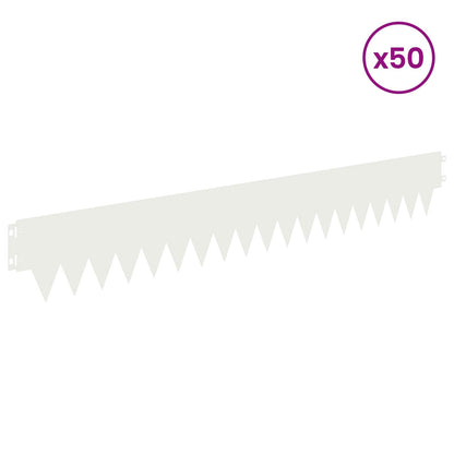 Lawn Edging 50 pcs 103 x 15 cm metal White