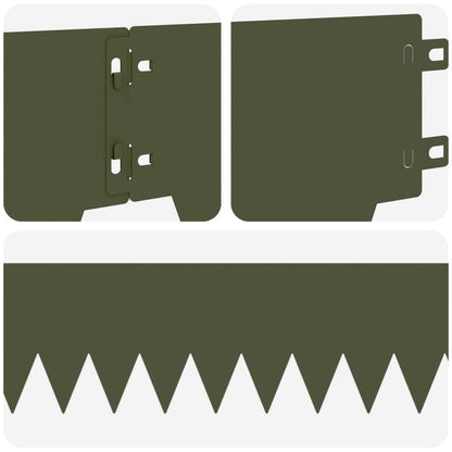 Lawn Edging 10 pcs 103 x 15 cm metal Olive Green