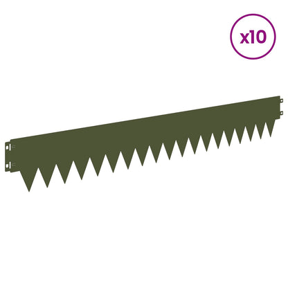 Lawn Edging 10 pcs 103 x 15 cm metal Olive Green