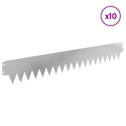 Lawn Edging 10 pcs 103 x 15 cm metal Silver