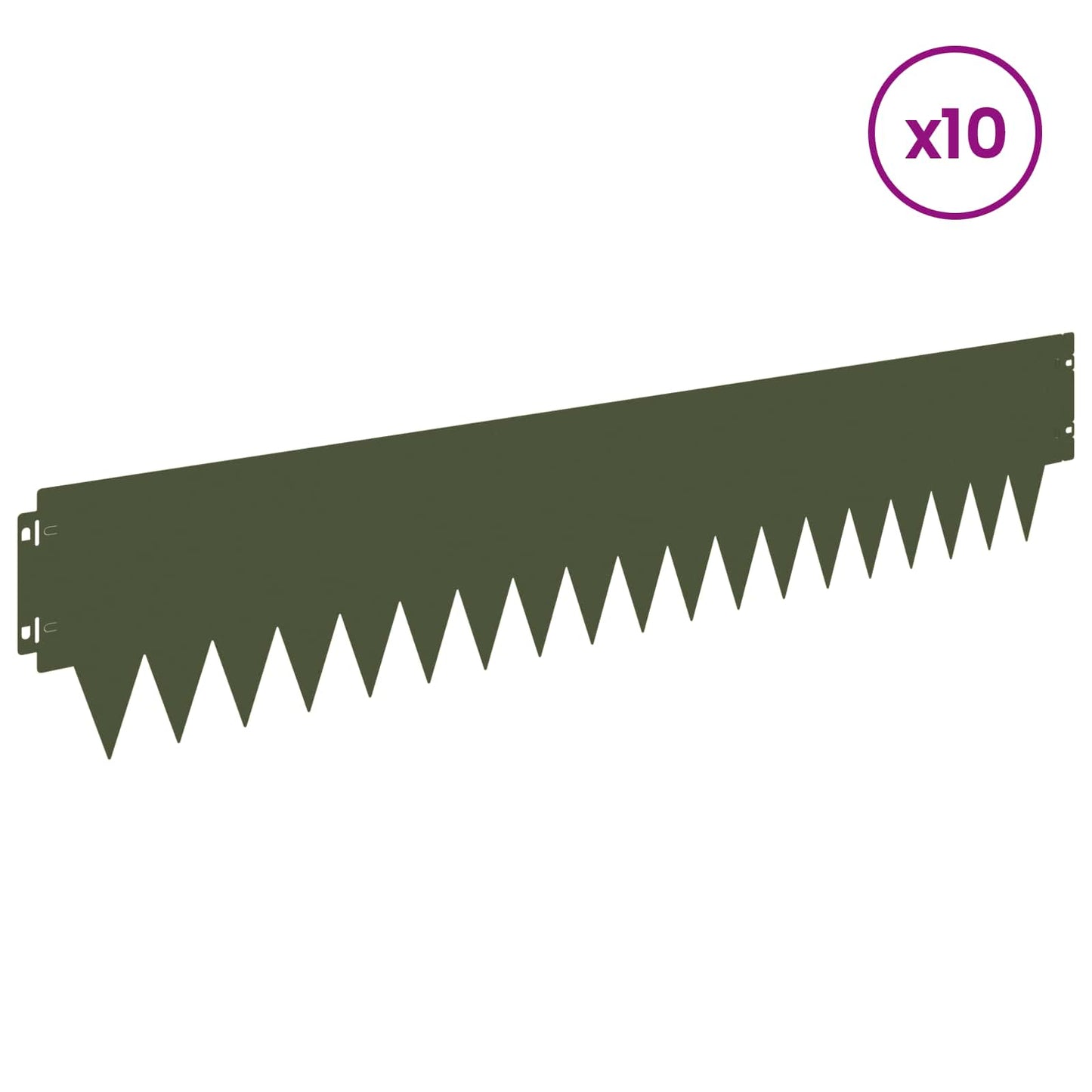 Lawn Edging 10 pcs 103 x 20 cm metal Olive Green