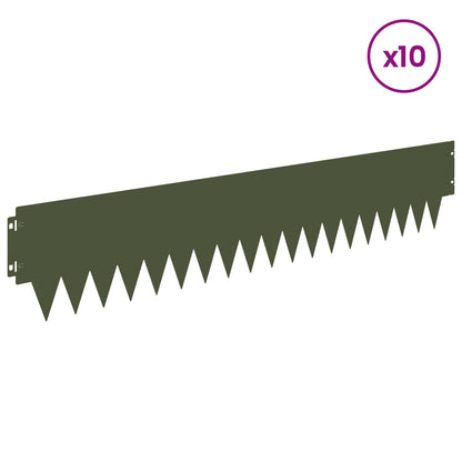 Lawn Edging 10 pcs 103 x 20 cm metal Olive Green