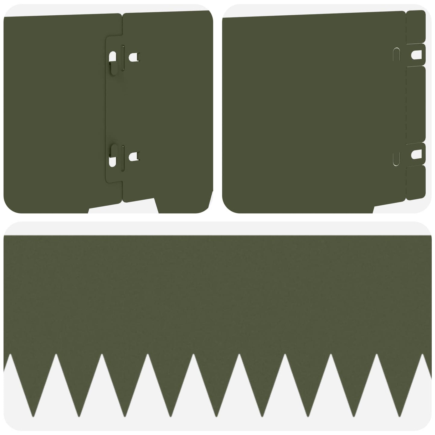Lawn Edging 30 pcs 103 x 20 cm metal Olive Green
