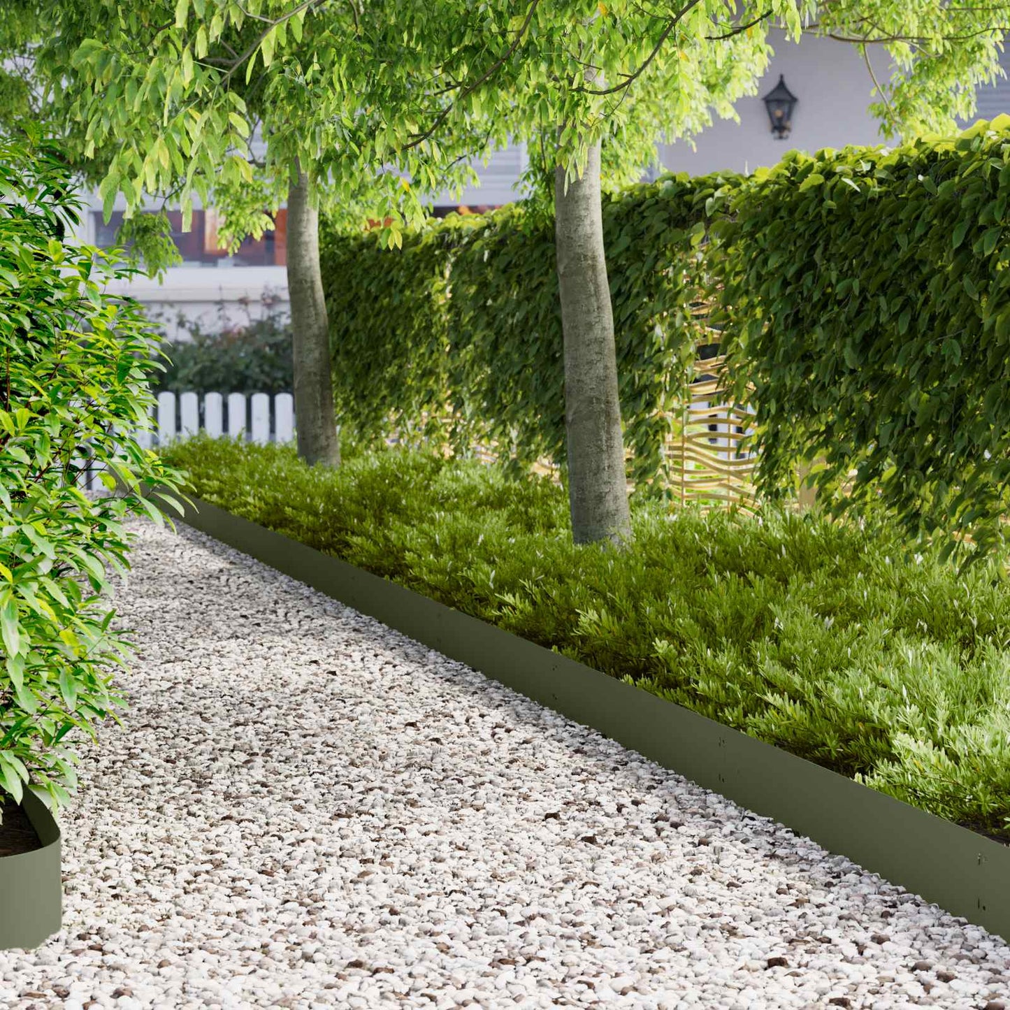 Lawn Edging 30 pcs 103 x 20 cm metal Olive Green