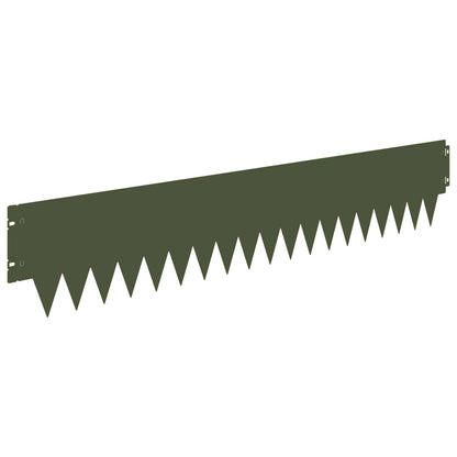 Lawn Edging 30 pcs 103 x 20 cm metal Olive Green