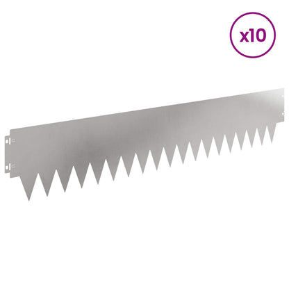 Lawn Edging 10 pcs 103 x 20 cm metal Silver