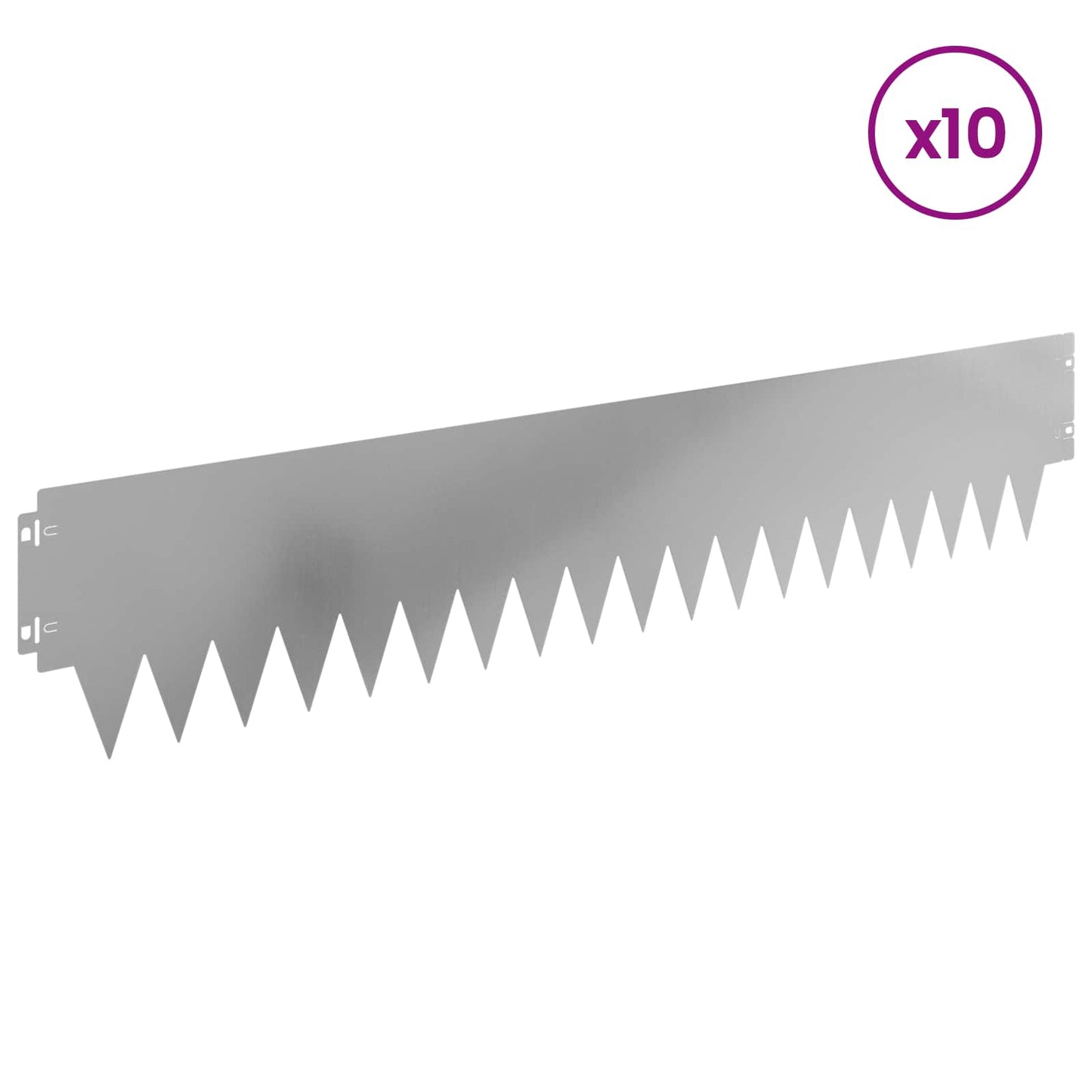 Lawn Edging 10 pcs 103 x 20 cm metal Silver