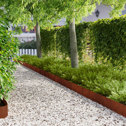 Lawn Edging 30 pcs 103 x 20 cm metal Rusty