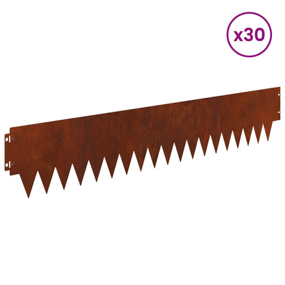 Lawn Edging 30 pcs 103 x 20 cm metal Rusty