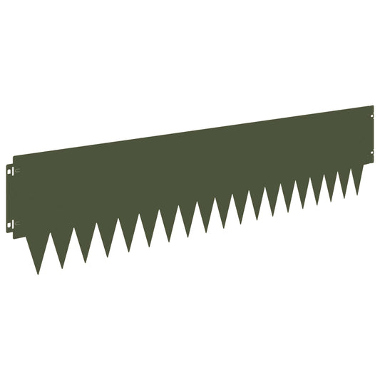 Lawn Edging 30 pcs 103 x 25 cm Steel Olive Green