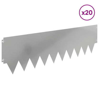 Lawn Edging 20 pcs 103 x 30 cm metal Silver