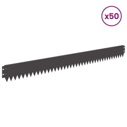 Lawn Edging 50 pcs 103 x 10 cm Steel Black