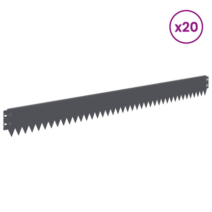 Lawn Edging 20 pcs 103 x 10 cm Steel Anthracite
