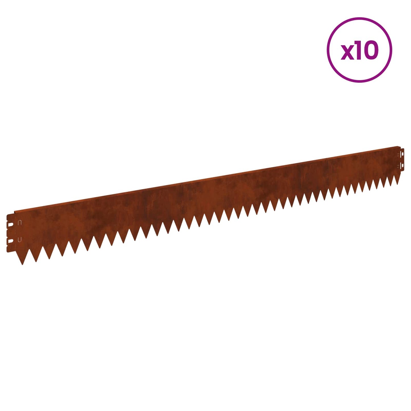 Lawn Edging 10 pcs 103 x 10 cm Steel Rusty
