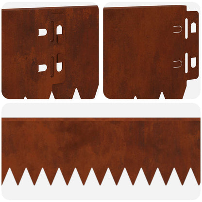 Lawn Edging 30 pcs 103 x 10 cm Steel Rusty