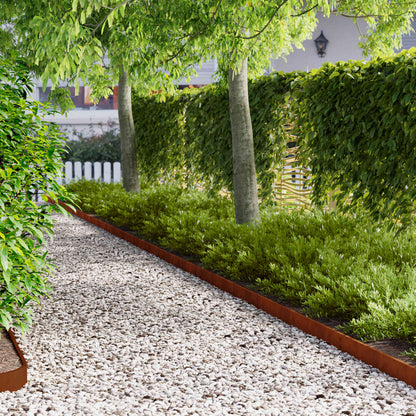 Lawn Edging 50 pcs 103 x 10 cm Steel Rusty