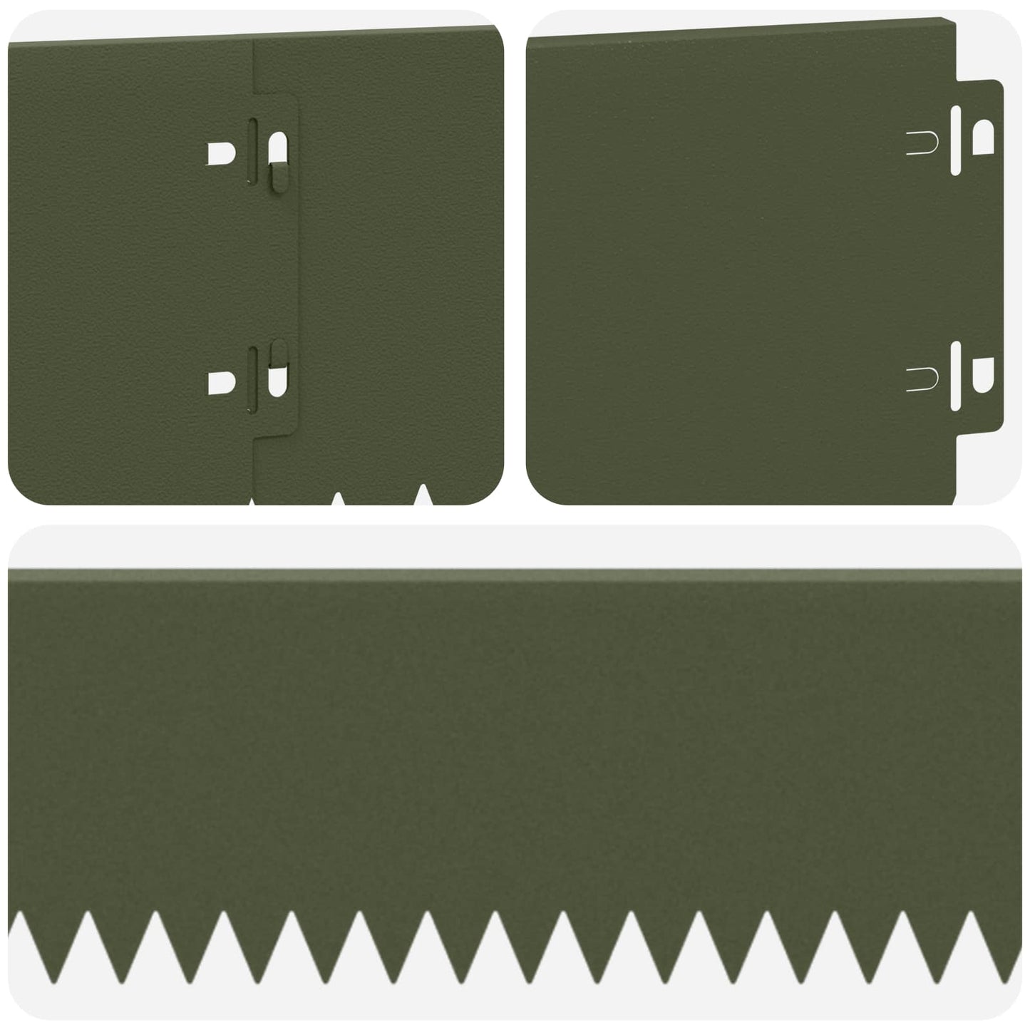 Lawn Edging 10 pcs 103 x 15 cm Steel Olive Green