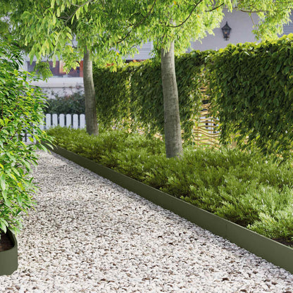 Lawn Edging 20 pcs 103 x 15 cm Steel Olive Green