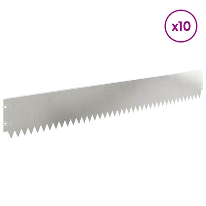 Lawn Edging 10 pcs 103 x 15 cm Steel Silver