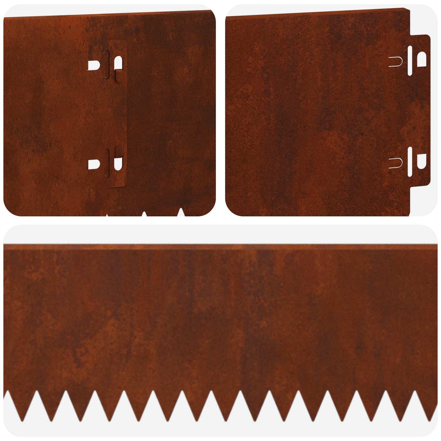 Lawn Edging 10 pcs 103 x 15 cm Steel Rusty