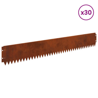 Lawn Edging 30 pcs 103 x 15 cm Steel Rusty