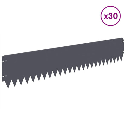 Lawn Edging 30 pcs 103 x 20 cm Steel Anthracite