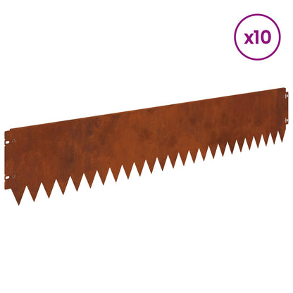 Lawn Edging 10 pcs 103 x 20 cm Steel Rusty