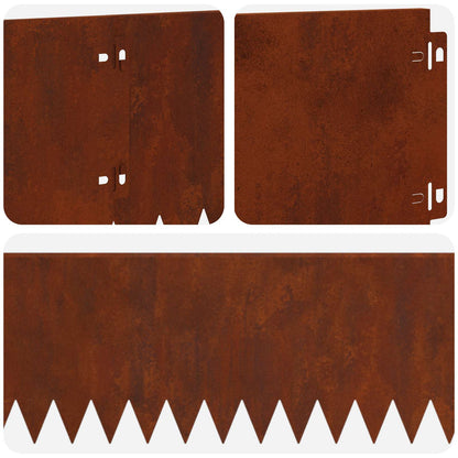Lawn Edging 20 pcs 103 x 20 cm Steel Rusty