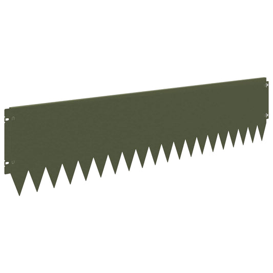 Lawn Edging 10 pcs 103 x 25 cm Steel Olive Green
