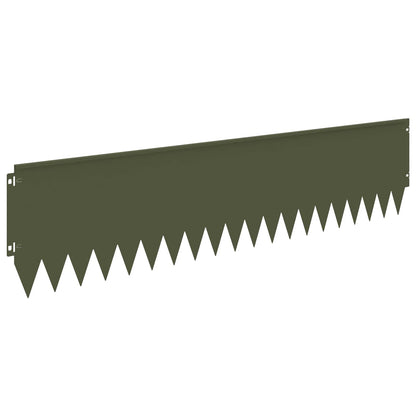 Lawn Edging 10 pcs 103 x 25 cm Steel Olive Green