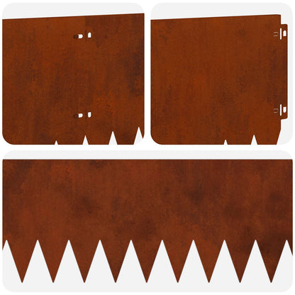 Lawn Edging 10 pcs 103 x 25 cm Steel Rusty