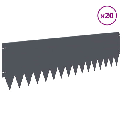 Lawn Edging 20 pcs 103 x 30 cm Steel Anthracite