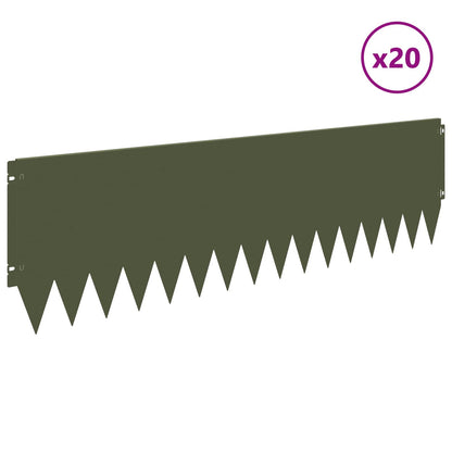 Lawn Edging 20 pcs 103 x 30 cm Steel Olive Green