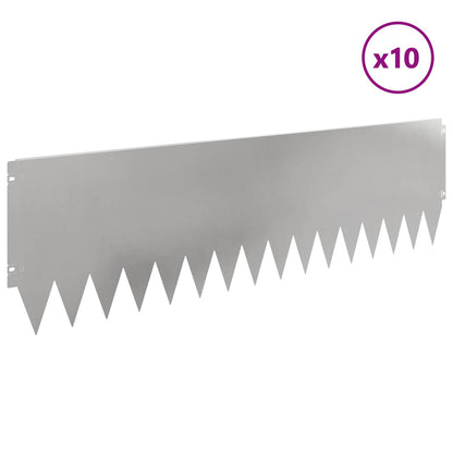 Lawn Edging 10 pcs 103 x 30 cm Steel Silver